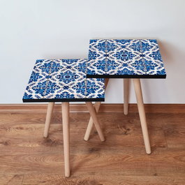 Hanah Home Mesas Nido de 2 Piezas - Azul Marino, Azul y Blanco